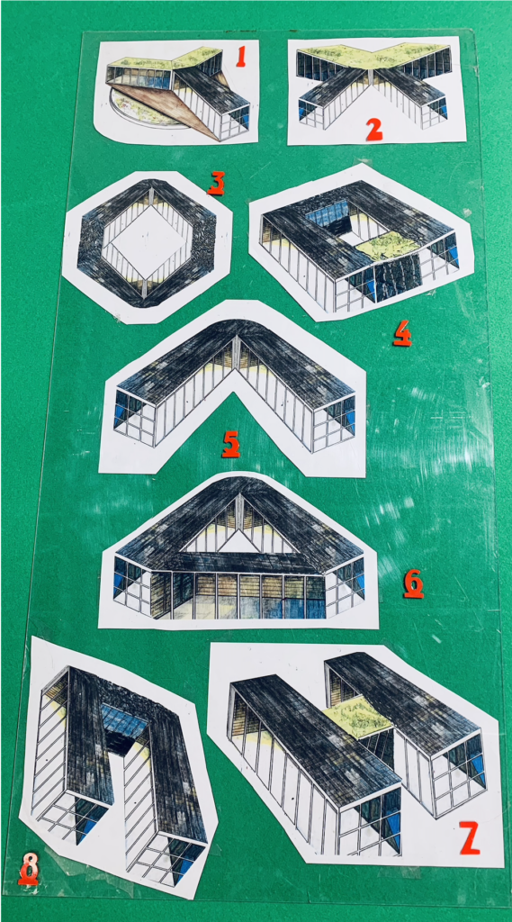 Dessin des différents prototypes de Maison Tournesol.
